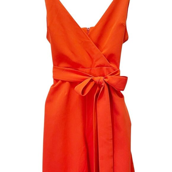 NWT ASOS Wrap Front Peg Leg Jumpsuit With Self Belt Tomato Red Size 8 US 12 UK - Picture 7 of 14